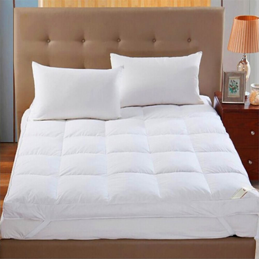 Double Layer Down Pure Cotton or Polyester Down-Proof Plain Fabric Mattress Topper