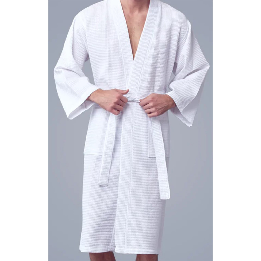 Outer Cotton Waffle, Inner Cotton Terry Double Sided Waffle & Terry Kimono Collar Bathrobe