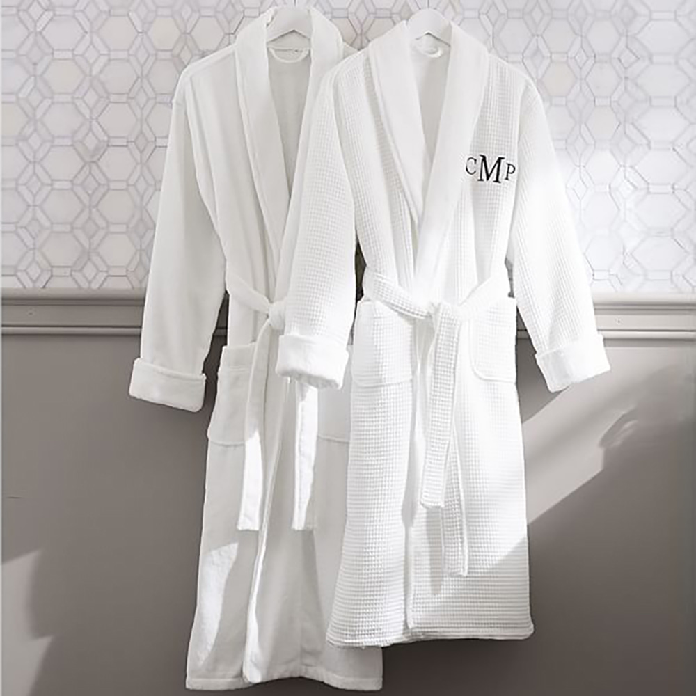 Outer Cotton Waffle, Inner Cotton Terry Double Sided  Waffle & Terry Shawl Collar  Bathrobe