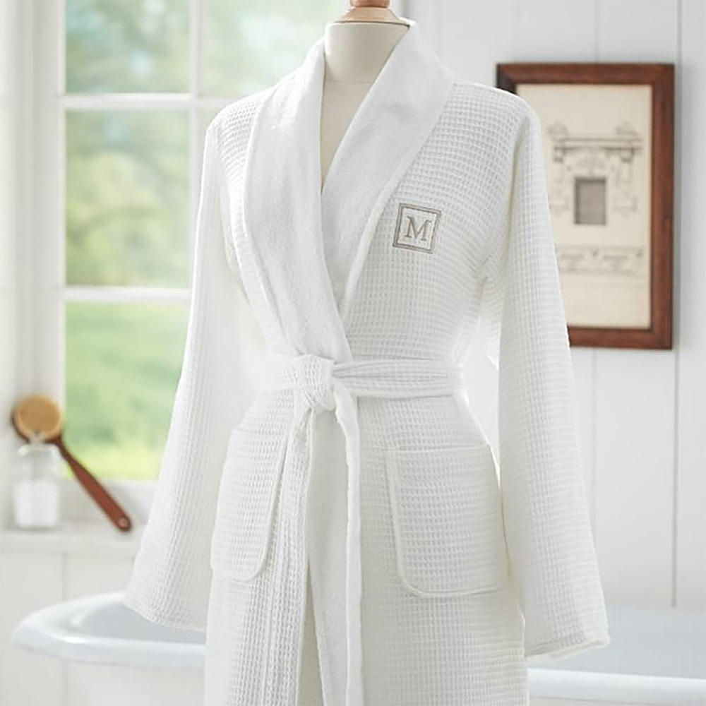 Outer Cotton Waffle, Inner Cotton Terry Double Sided  Waffle & Terry Shawl Collar  Bathrobe