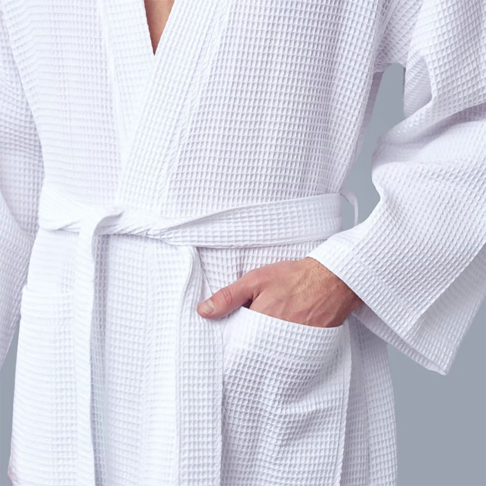 Pure cotton Kimono Collar Waffle Bathrobe