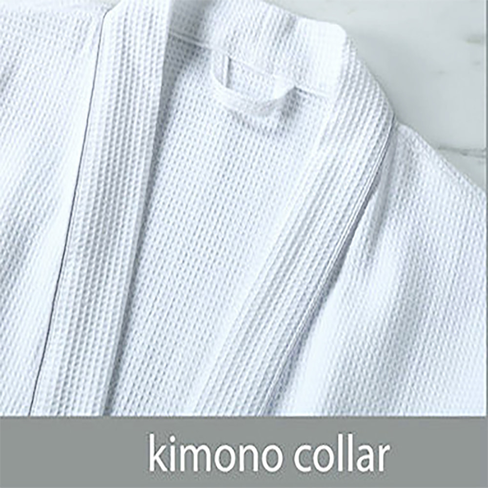 Pure cotton Kimono Collar Waffle Bathrobe