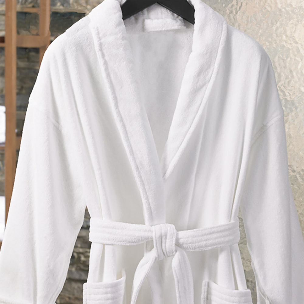 Pure Cotton, Outer Velour & Inner Terry Shawl Collar Velour Bathrobe