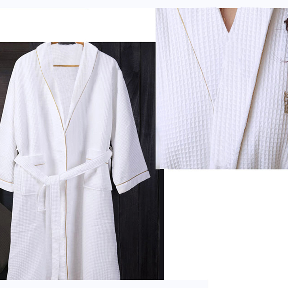 Pure Cotton Shawl Collar Waffle Bathrobe