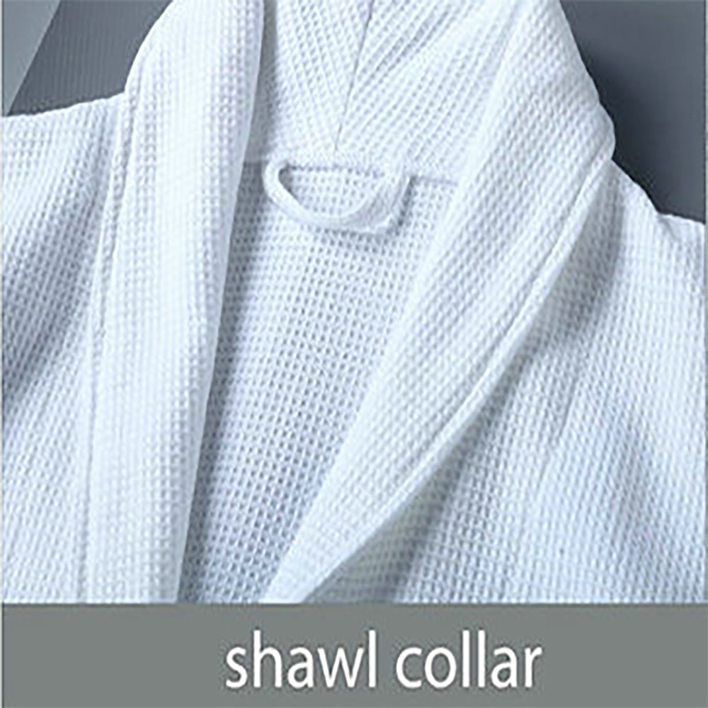 Pure Cotton Shawl Collar Waffle Bathrobe