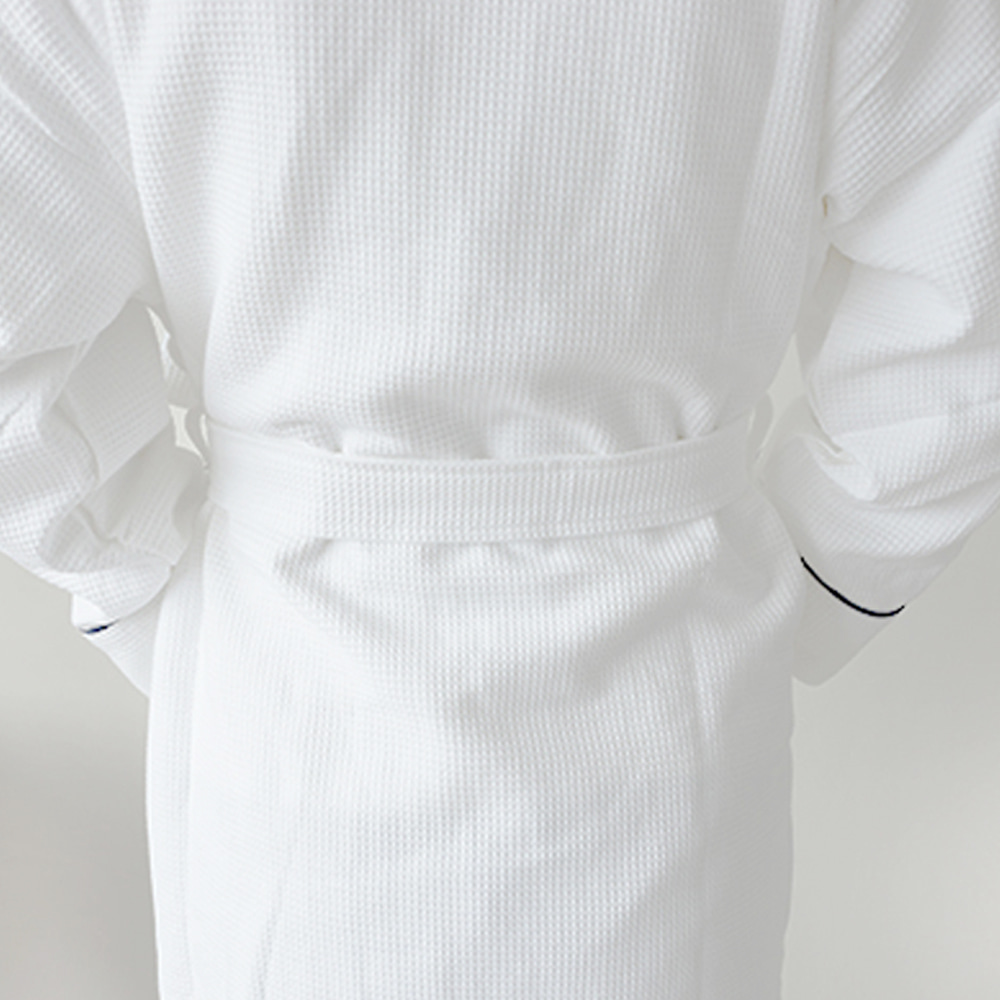 Pure Cotton Shawl Collar Waffle Bathrobe